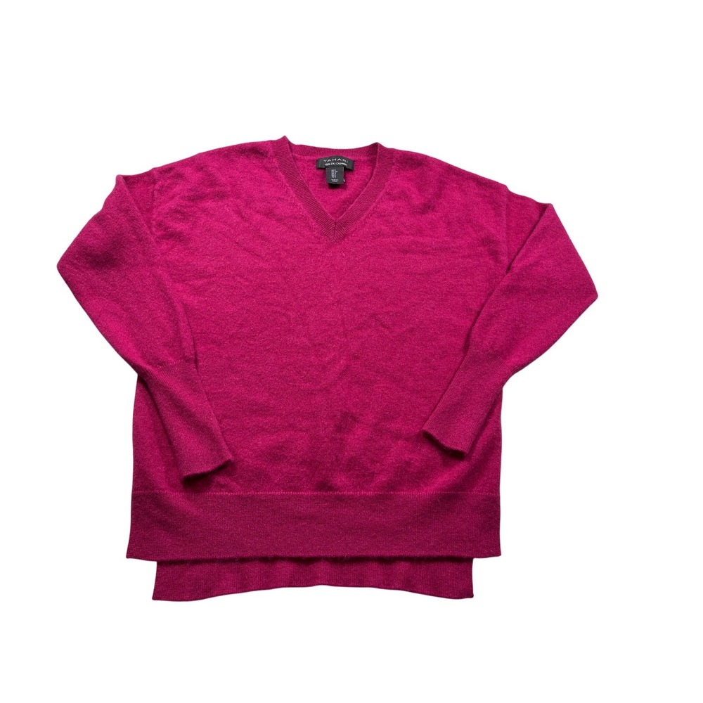 Tahari 100% Cashmere Sweater Womens S Pink‎ Fuchsia Crewneck Soft Luxury Knit